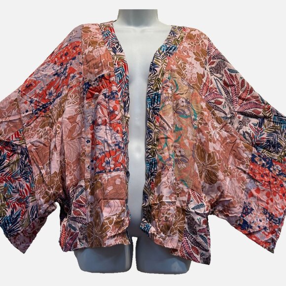 Nwt SACRED THREADS patch floral rayon open CARDIGAN JACKET TOP 3X - Picture 1 of 5